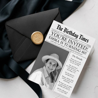 Invitation Journal Fun unique 80e anniversaire Photo Party