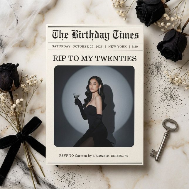 Invitation Journal funèbre des Twenties pour 30e anniversaire (Créateur téléchargé)