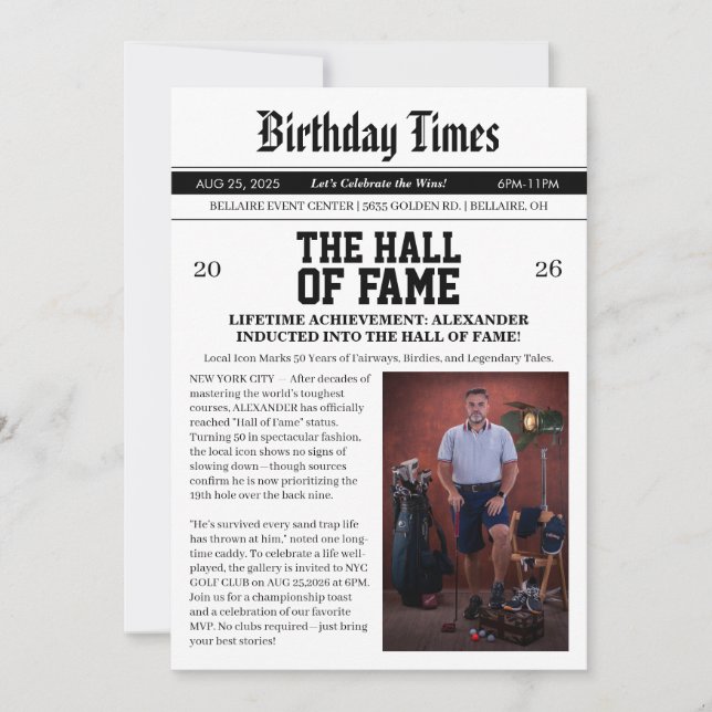 Invitation Journal Golf 50e Anniversaire (Devant)