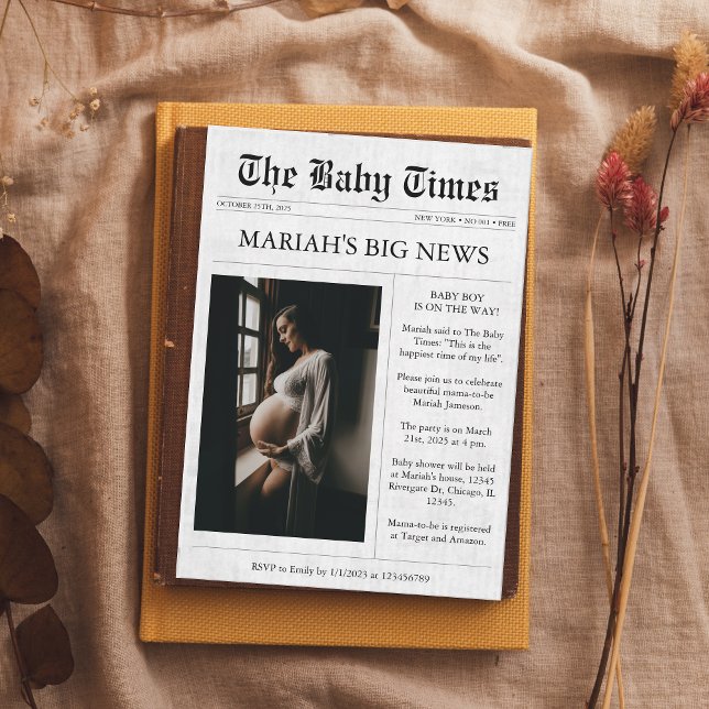 Invitation Journal Photo unique Baby shower esthétique (Créateur téléchargé)