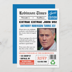 Invitation Journal thème à tout âge Anniversaire photo Invita