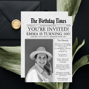 Invitation Journal Unique Fun 100e anniversaire Photo Party