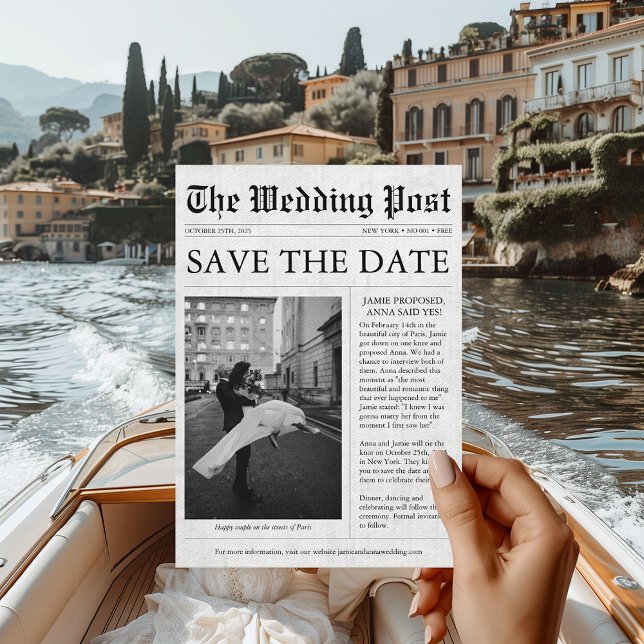 Invitation Journal Unique Fun Photo Save the Date Mariage I (Engagement Announcement Newspaper Save the Date)