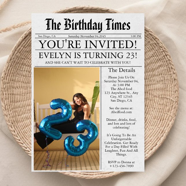 Invitation Journal Unique Photo Amusant Fête d'anniversaire 2 (Créateur téléchargé)