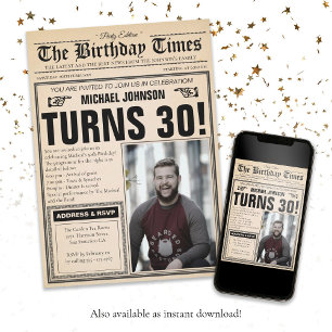 Invitation Journal vintage 30e anniversaire amusant photo per