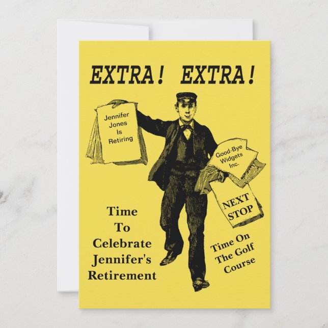 Invitation Journal Vintage du parti de retraite supplémentair (Devant)