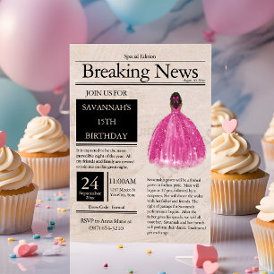 Invitation Journal Vintage Quinceañera Rose Fuchsia