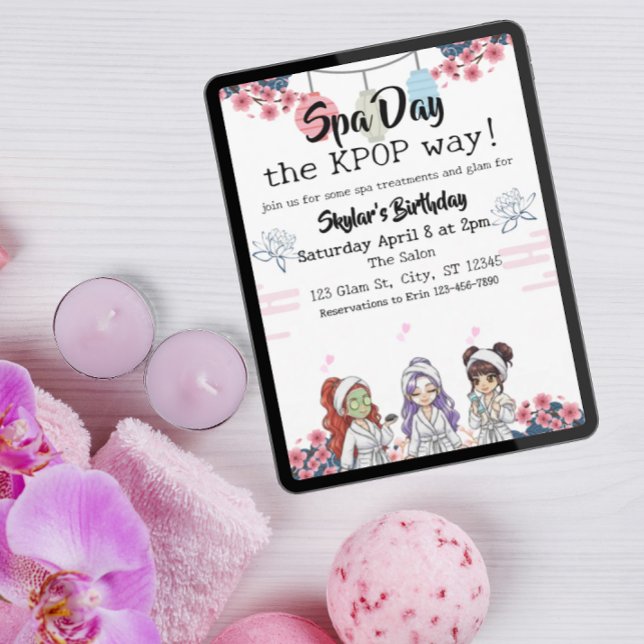 Invitation Journée au spa à la KPOP pour anniversaire (Créateur téléchargé)
