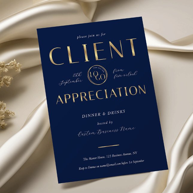 Invitation Journée d'appréciation des clients Logo Navy & Or  (Créateur téléchargé)
