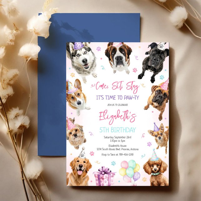 Invitation Journée de fête pour chiens Temps de fête pour chi (Créateur téléchargé)