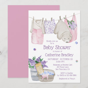 Invitation Journée de lavage de l'ours mignon Baby Shower