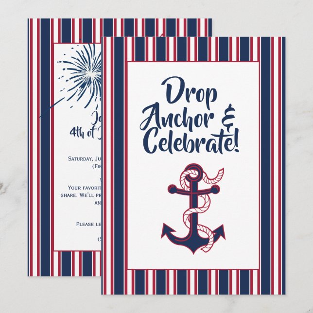 Invitation Journée de l'Indépendance Drop Anchor C (Devant / Derrière)
