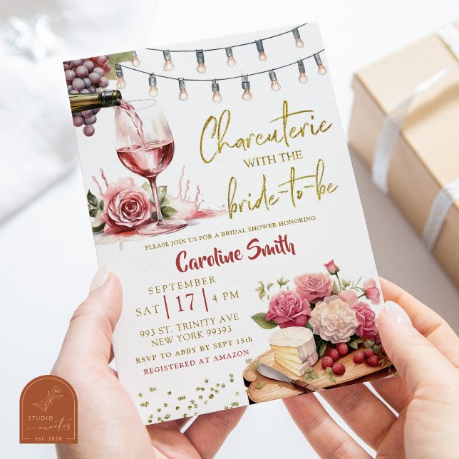 Invitation Journée de mariage au vignoble avec du vin et du f (Créateur téléchargé)