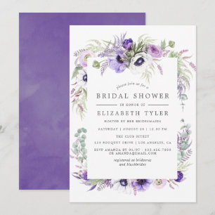 Invitation Journée de mariage Dusty Violet Aquarelle Florale