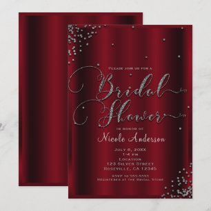 Invitation Journée de mariage en rouge gras  et coins de conf