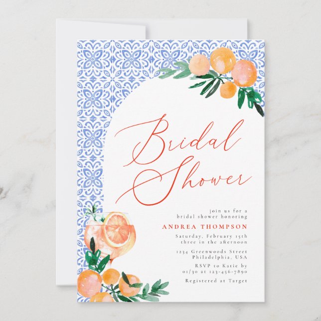 Invitation Journée de mariage italienne Aperol Spritz Orange (Devant)