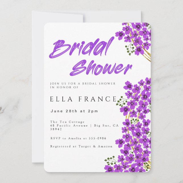 Invitation Journée de mariage moderne à l'aquarelle florale (Devant)
