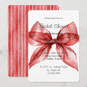 Invitation Journée de mariage ruban à nœud rouge