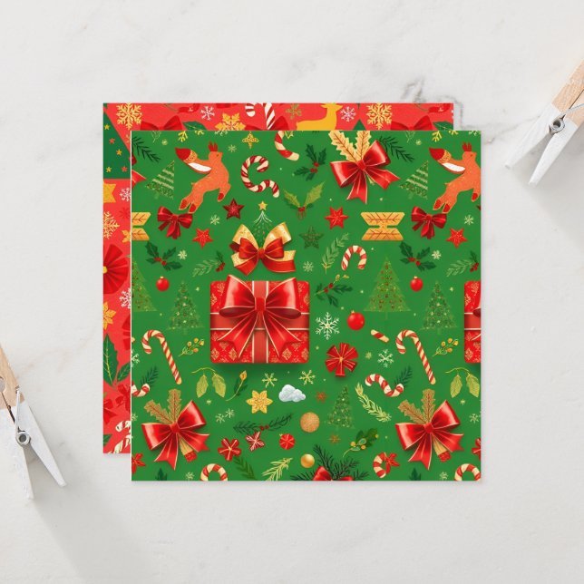 INVITATION JOURNÉE DE NOËL ROUGE ET VERT (Devant/Arrière en situation)