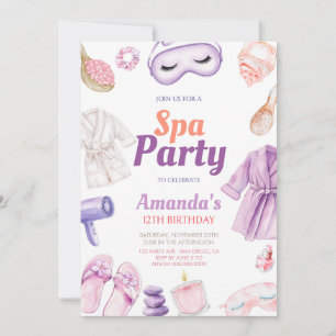 Invitation Journée de Spa pour Filles d'Anniversaire