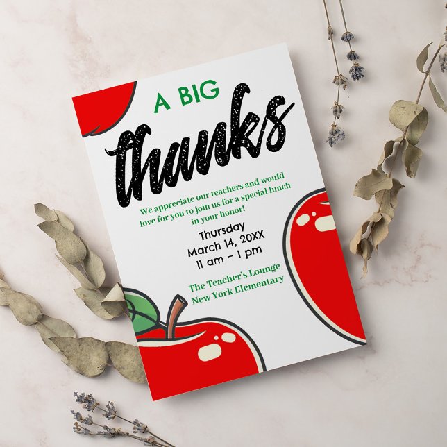 Invitation Journée des enseignants | Grand merci pour l'appré (Créateur téléchargé)