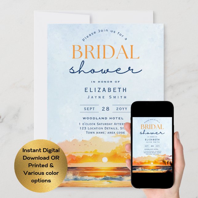 Invitation Jours de Balmy | Fête des mariées Tropical Sunset  (Créateur téléchargé)