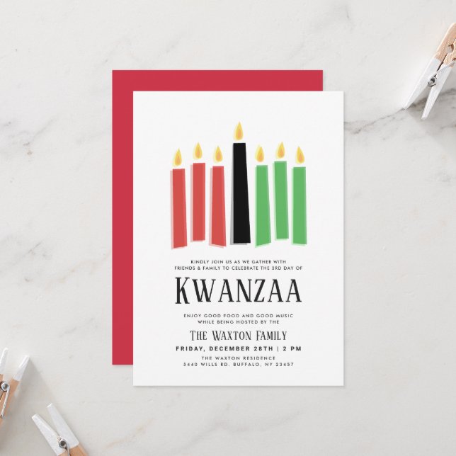 Invitation Jours de Kwanzaa | Collecte des partis (Devant/Arrière en situation)