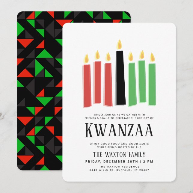 Invitation Jours de Kwanzaa | Événement de partie (Devant / Derrière)