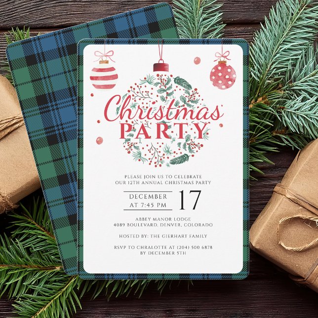 Invitation Jours fériés de Noël Elegant Campbell Tartan (Elegant Rustic Plaid Christmas Holidays Party Campbell Tartan Invitation)