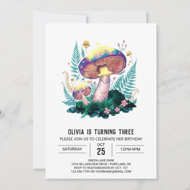 Invitation Jovely Little Digital Mushroom Anniversaire (Devant)