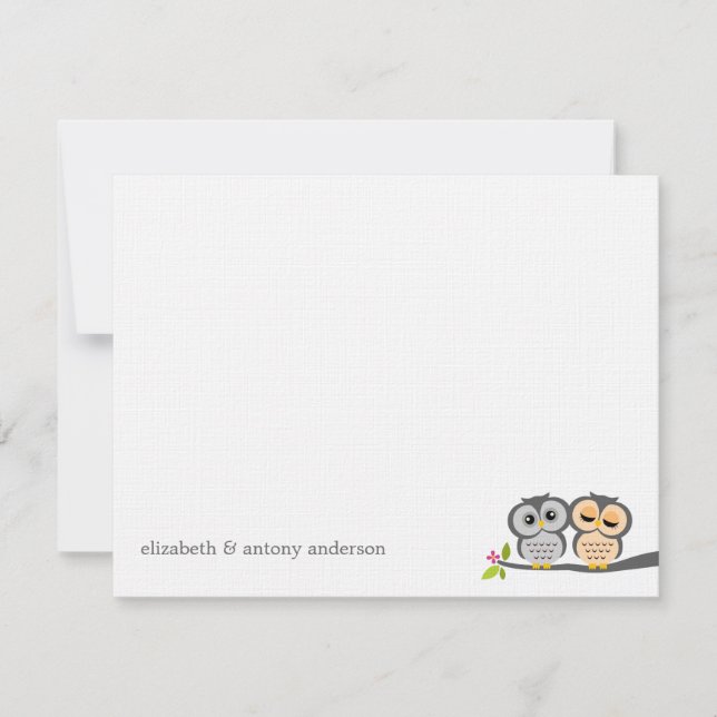 Invitation Jovely Owls Custom Flat Merci Notes (Devant)