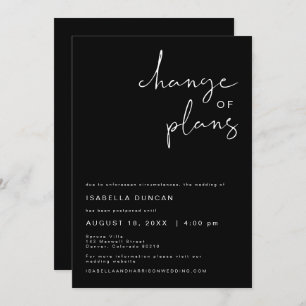 Invitation JOVI Edgy Black Mariage moderne Changement de plan