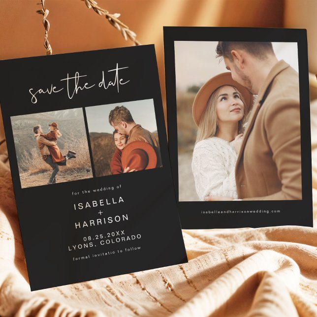 Invitation JOVI Edgy Black Photo moderne Enregistrer la date (Créateur téléchargé)