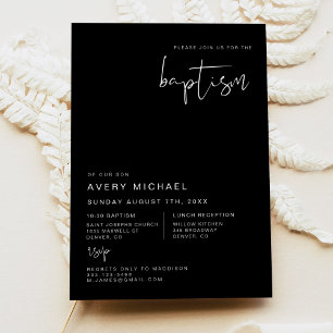 Invitation JOVI Edgy Moderne Minimaliste Edgy Black Baptême
