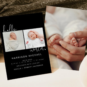 Invitation JOVI Moderne Annonce de Naissance de Nouveau-Né Bo