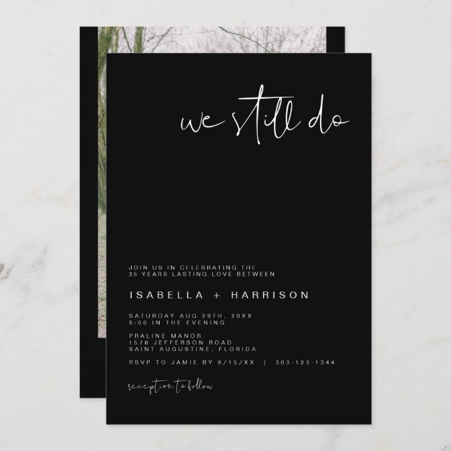 Invitation JOVI Noir Moderne Renouvellement de Voeux Nous Tou (Devant / Derrière)