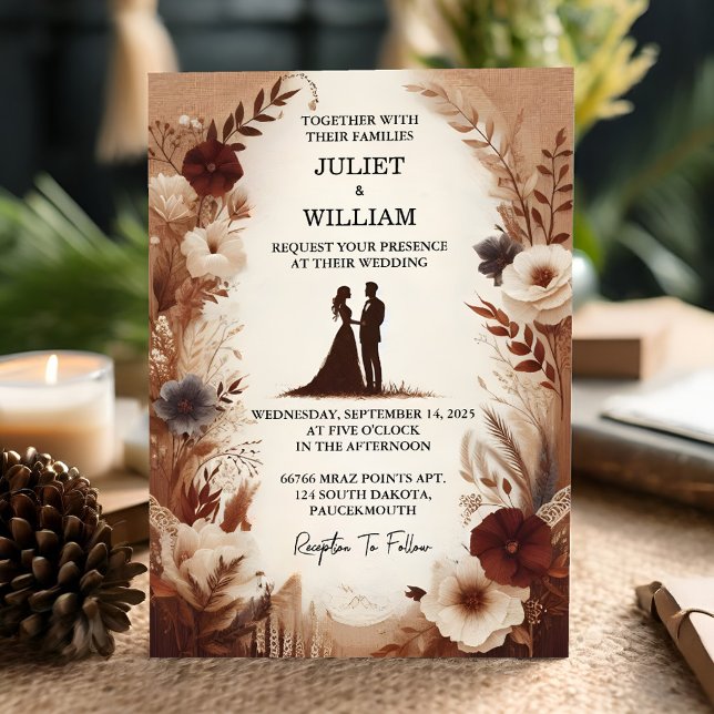 Invitation Joy Brown Fall Wood Paperie Recyclé Mariage papier (Créateur téléchargé)