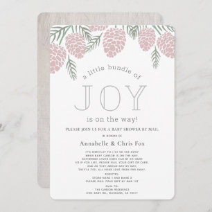 Invitation Joy Pine Pink Cone Baby shower par courrier