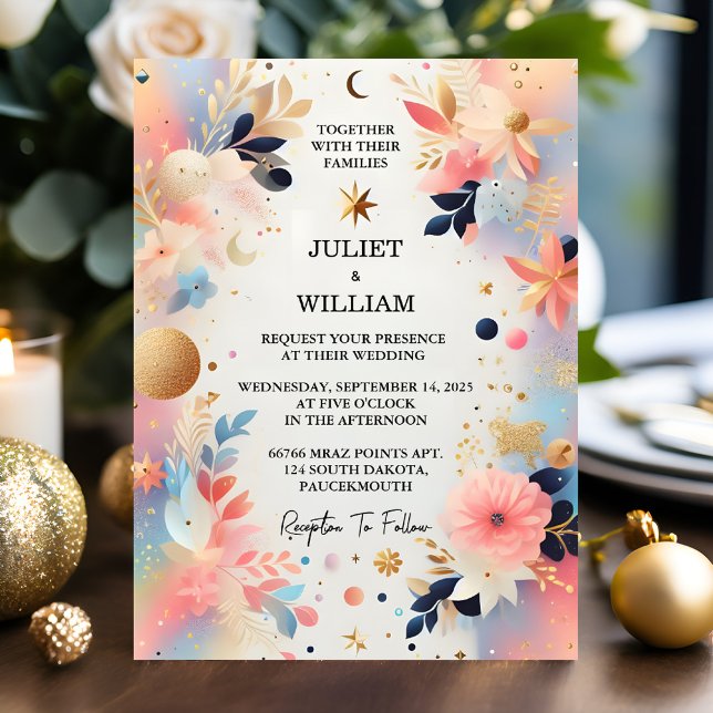 Invitation Joy Stars Glam Bright Pastel Ombre Mariage de Part (Créateur téléchargé)