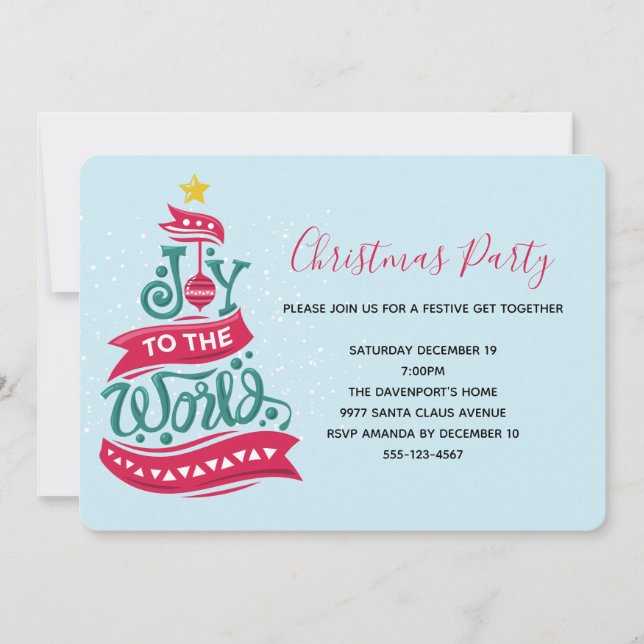 Invitation Joy to the World Christmas Citation Typographie (Devant)