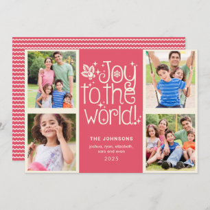 Invitation Joy to the World Multi Photo Christmas Card