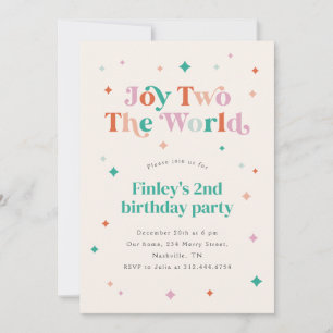 Invitation Joy Two The World 2nd Birthday Party