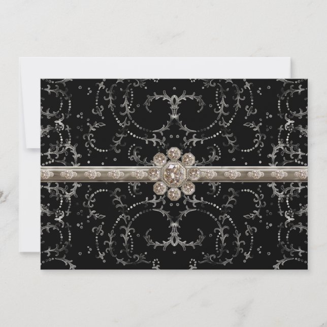 Invitation Joyau à l'apparence argentée Bling Octagonal Diamo (Devant)