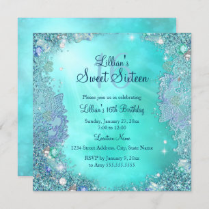 Invitation Joyau de l'océan turquoise Sweet 16 Anniversaire
