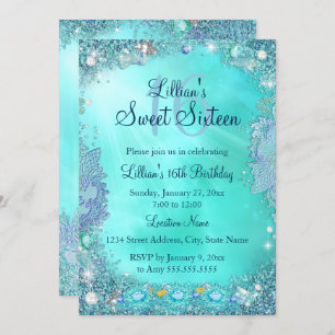 Invitation Joyau de l'océan turquoise Sweet 16 Anniversaire f