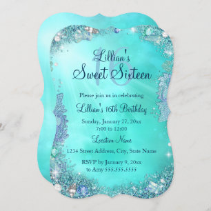 Invitation Joyau de l'océan turquoise Sweet 16 Anniversaire I