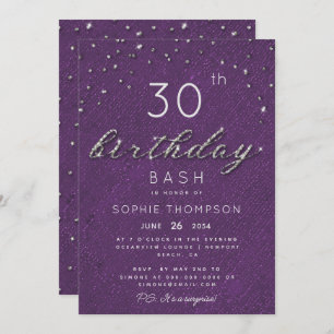 Invitation Joyau moderne violet Parties scintillant étincelle