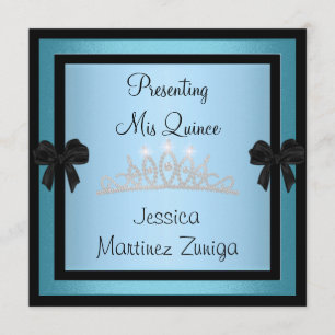 Invitation Joyau noir bleu Quinceanera Tiara Forme 1