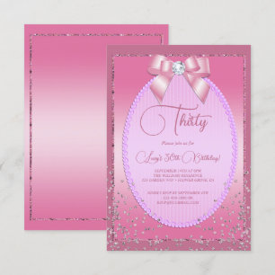 Invitation Joyau rose élégant Bow Diamond & Confetti Annivers