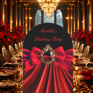 Invitation Joyau rouge élégant Bow noir fête d'anniversaire